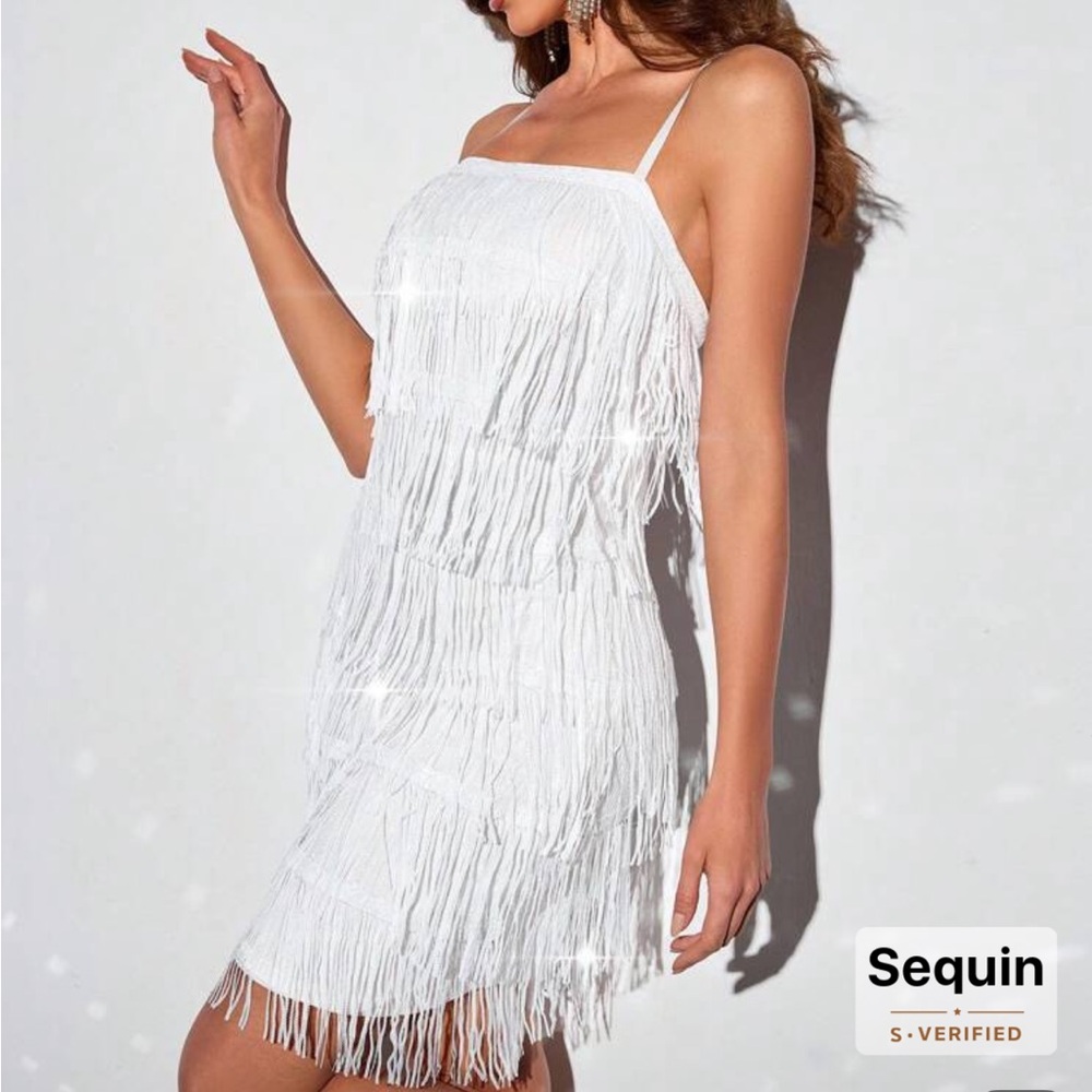 Fringe white dress bachelorette
